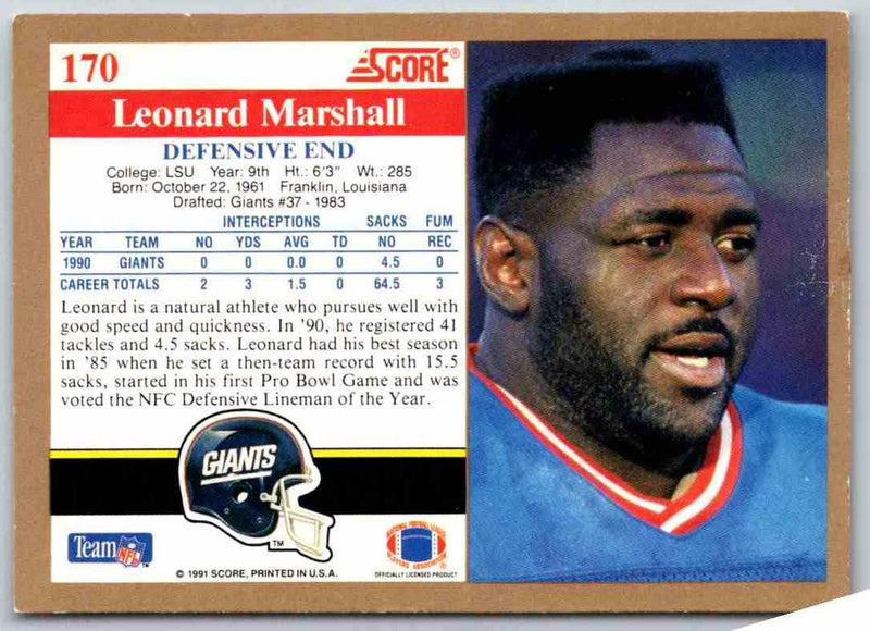 1991 Score Leonard Marshall
