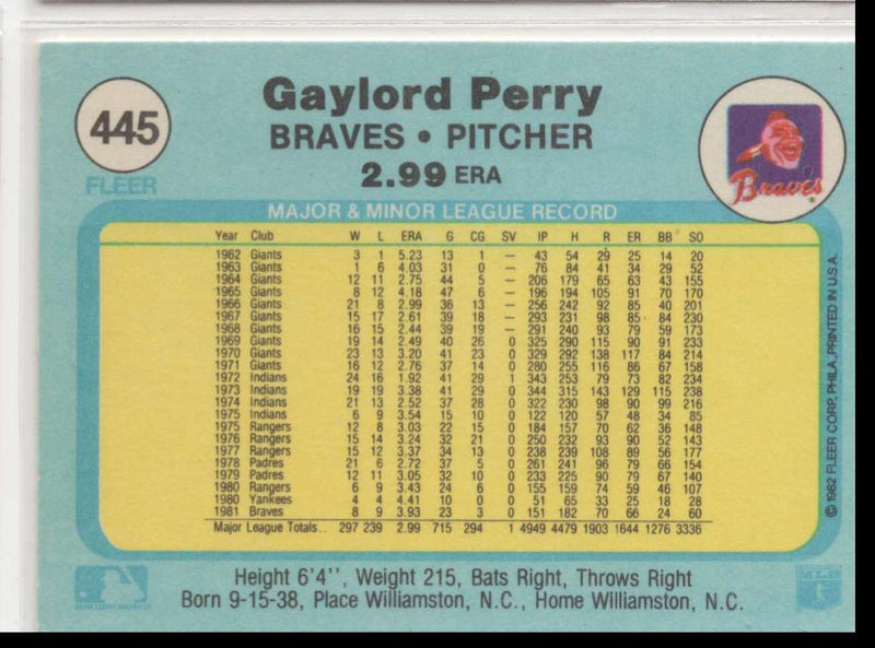 1982 Fleer Gaylord Perry