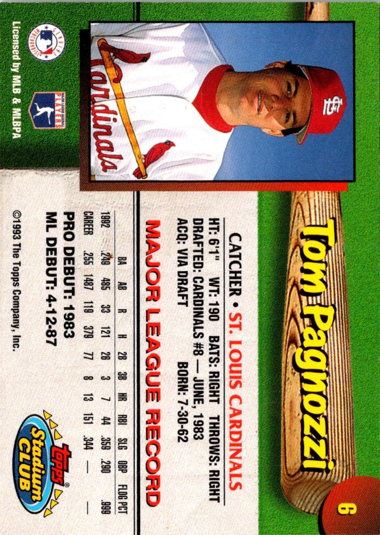 1993 Stadium Club St. Louis Cardinals Tom Pagnozzi