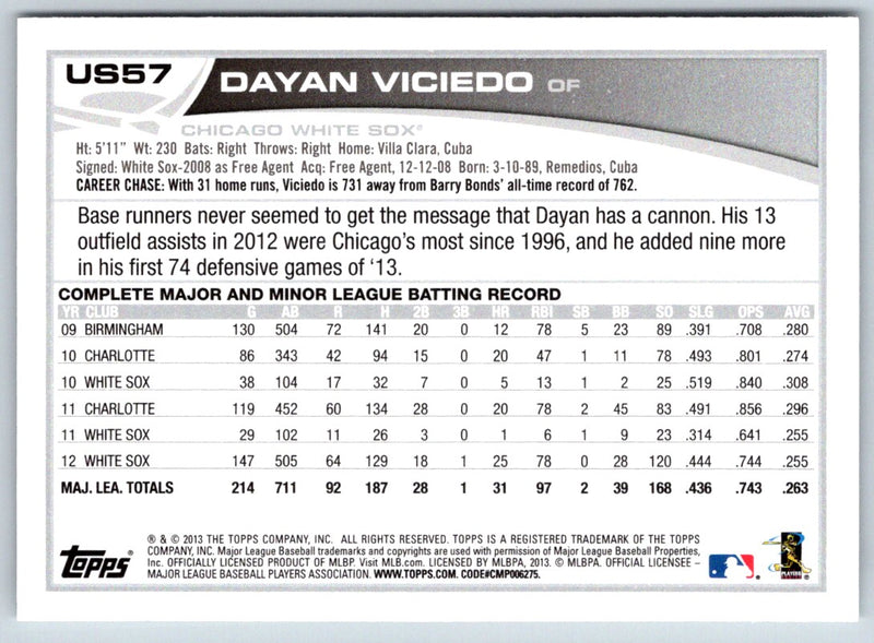 2013 Topps Update Dayan Viciedo