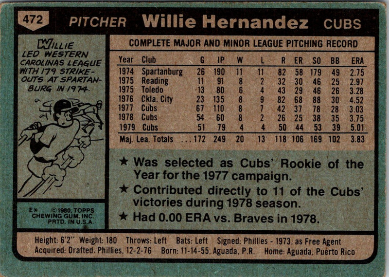 1980 Topps Willie Hernandez