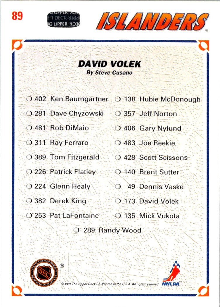 1991 Upper Deck David Volek