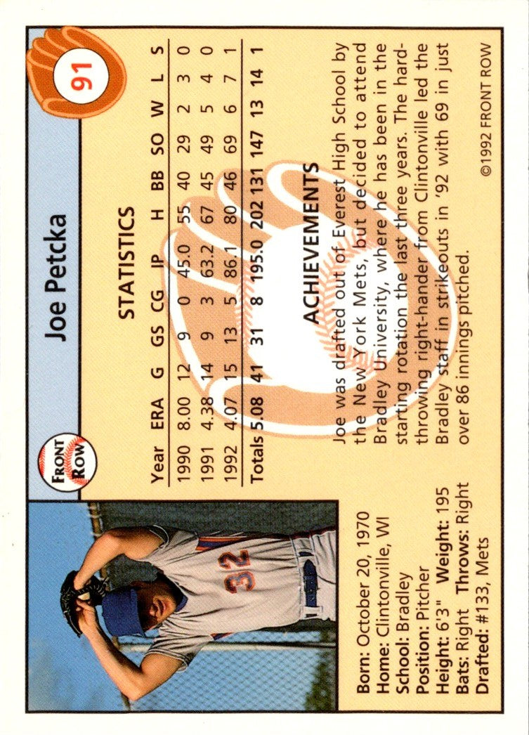 1992 Front Row Draft Picks Joe Petcka