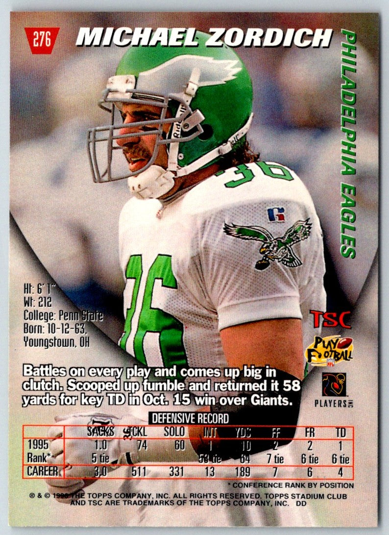 1996 Stadium Club Michael Zordich