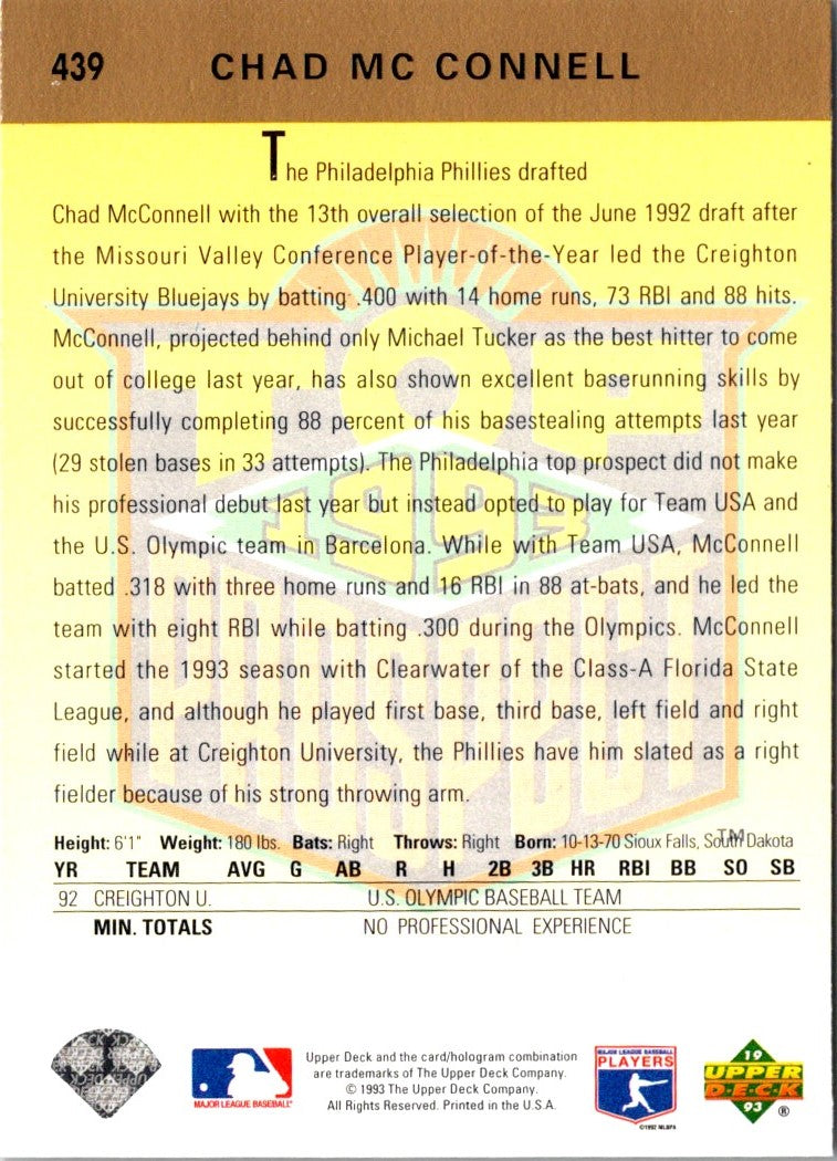 1993 Upper Deck Chad McConnell