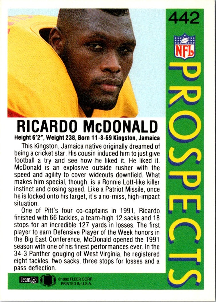 1992 Fleer Ricardo McDonald