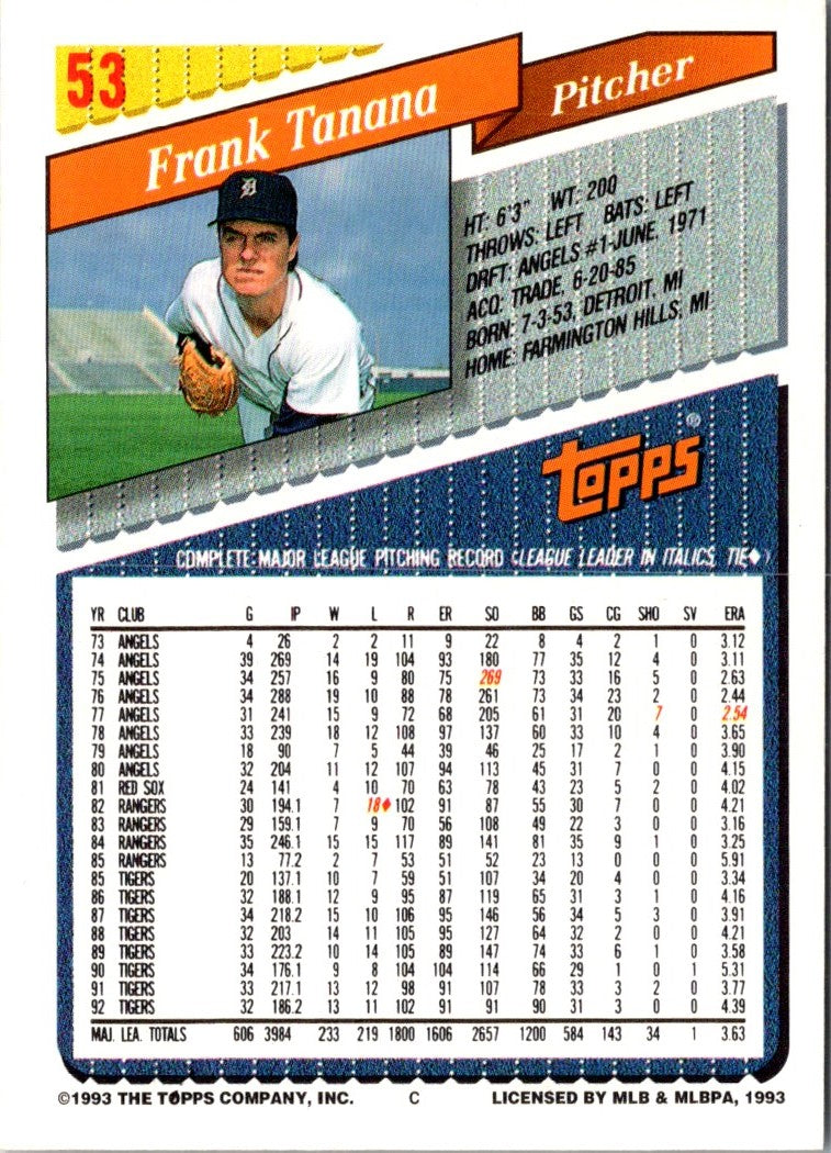 1993 Topps Frank Tanana