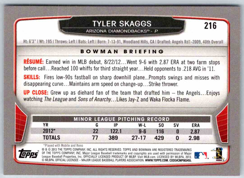 2014 Bowman Tyler Skaggs