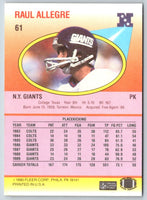 1990 Fleer Raul Allegre #61