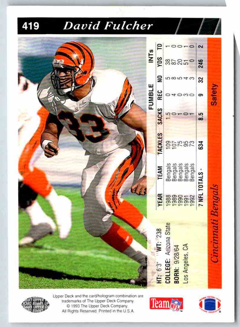 1991 Upper Deck David Fulcher