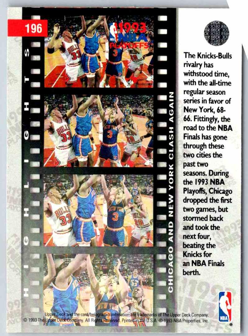 1993 Upper Deck Bulls And Knicks Renew Rivalry