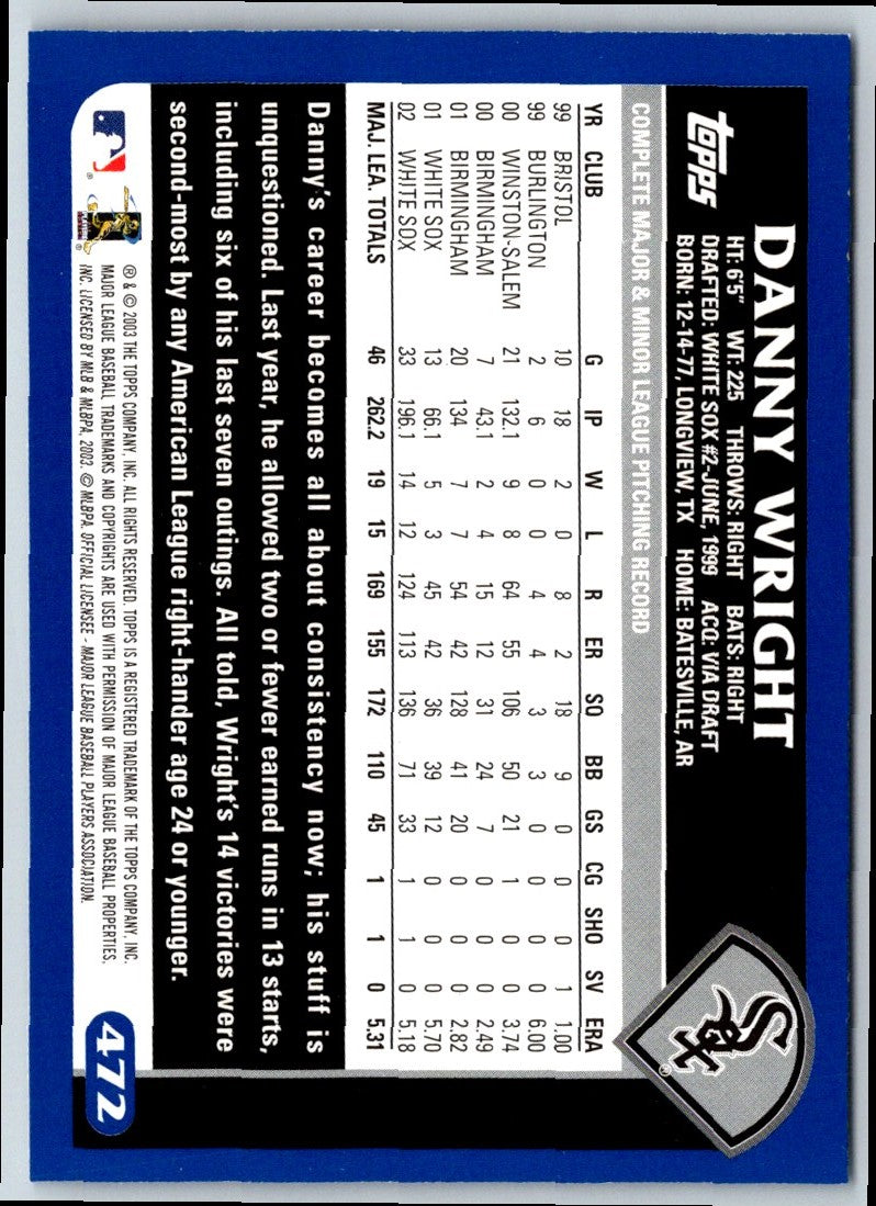 2003 Topps Dan Wright