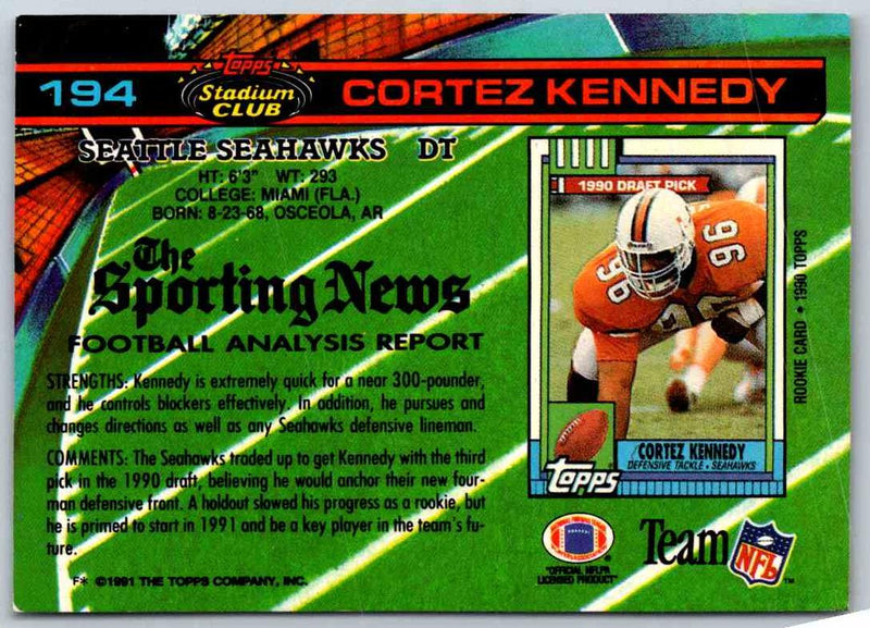 1994 Topps Stadium Club Football Cortez Kennedy