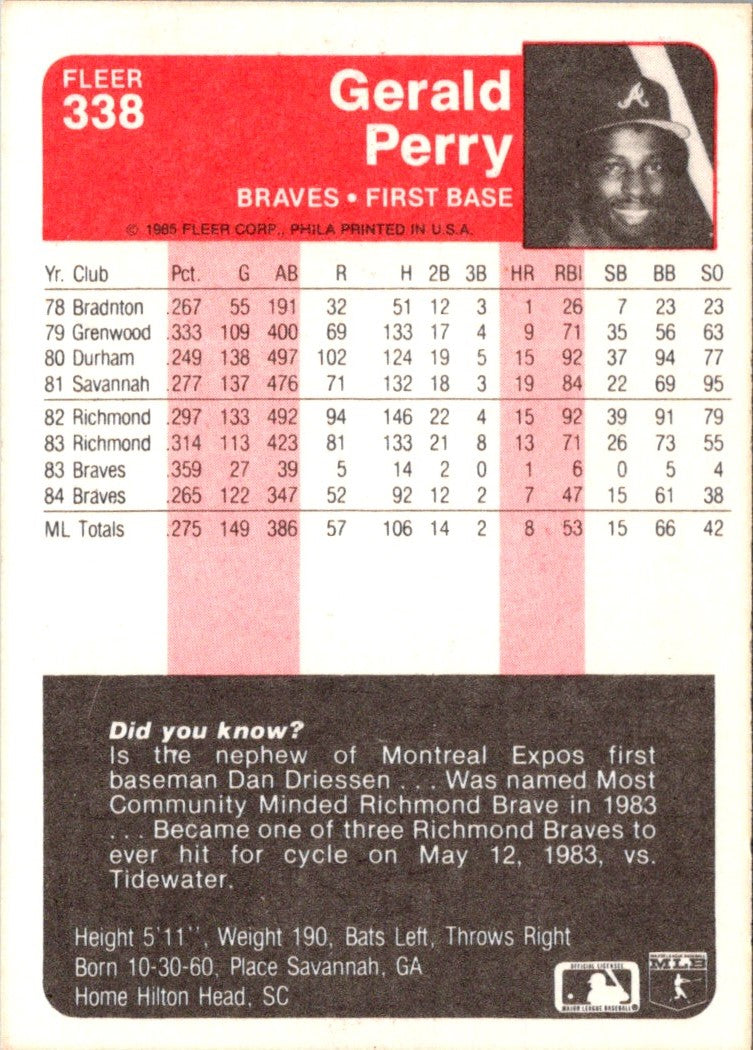 1985 Fleer Gerald Perry