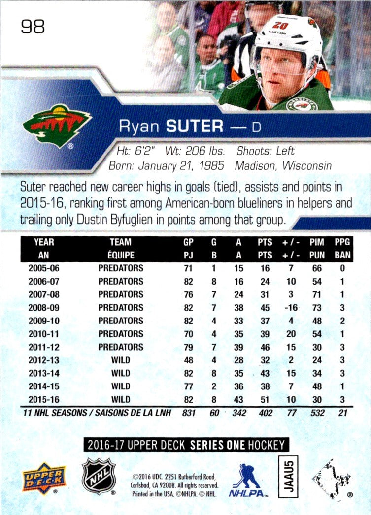 2016 Upper Deck Ryan Suter