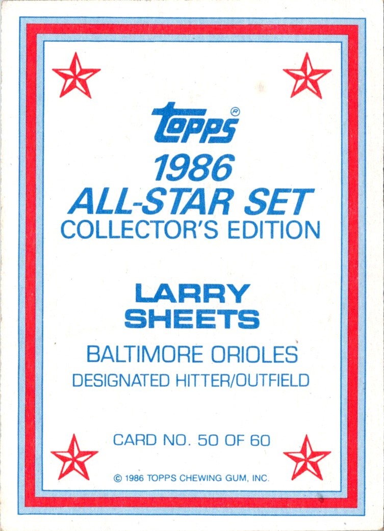 1986 Topps Glossy Larry Sheets