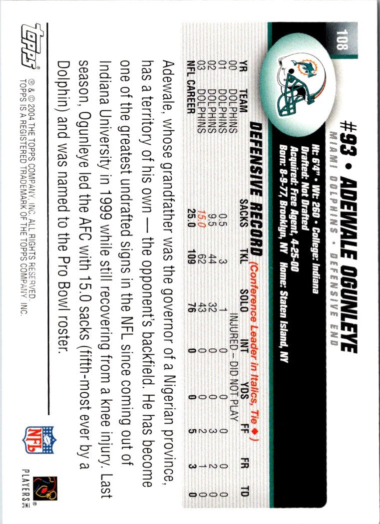 2004 Topps Adewale Ogunleye