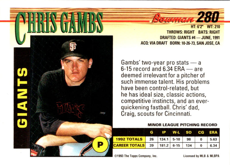 1993 Bowman Chris Gambs