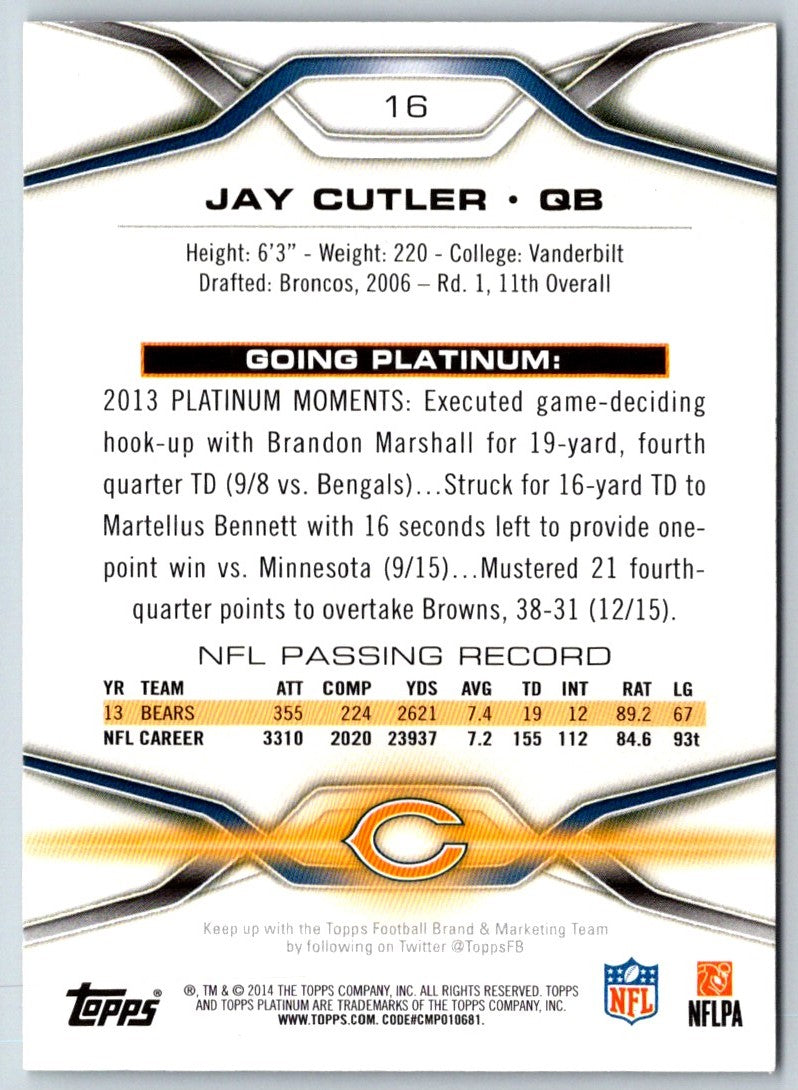 2014 Topps Platinum Jay Cutler