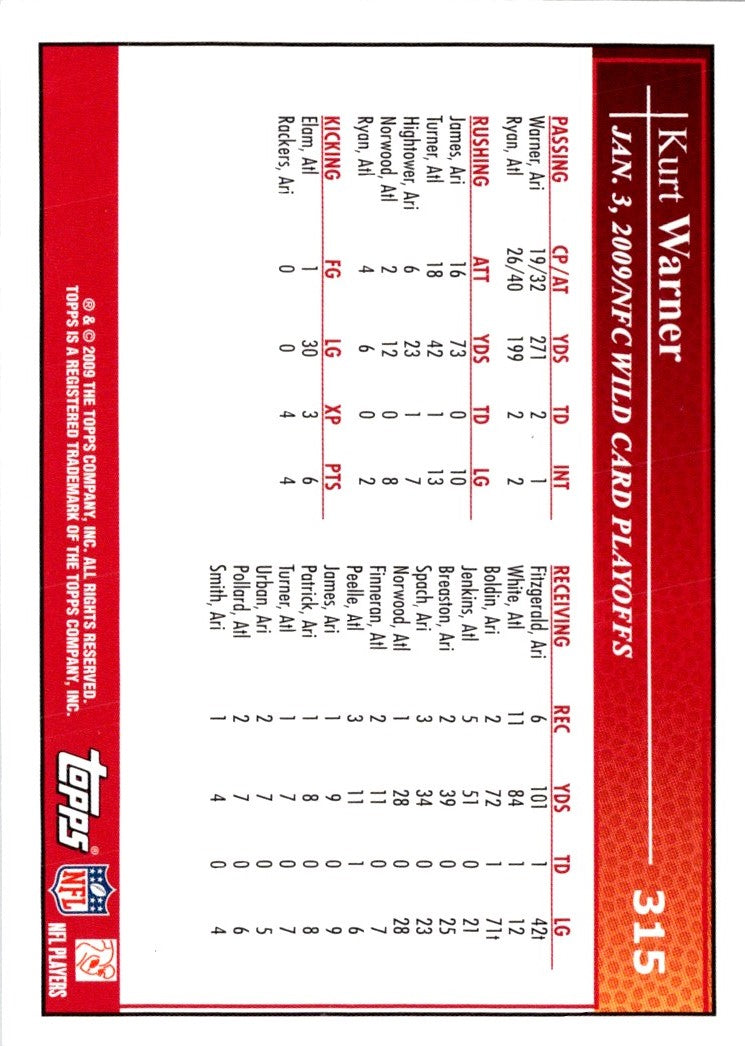 2009 Topps Kurt Warner
