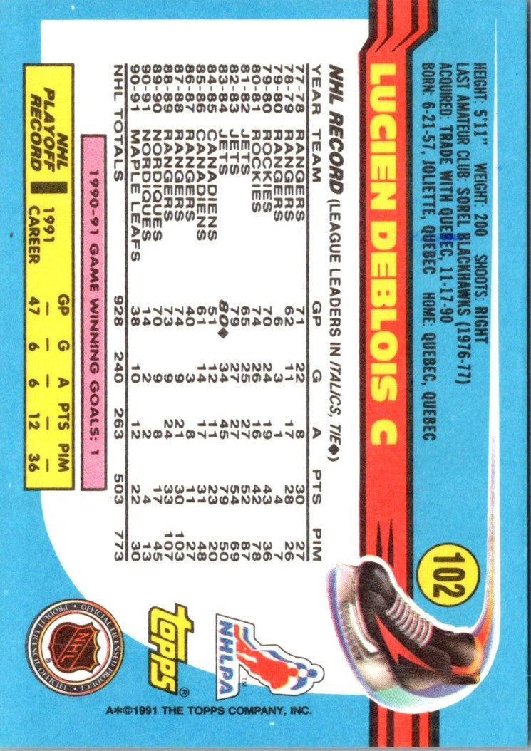 1991 O-Pee-Chee Lucien DeBlois