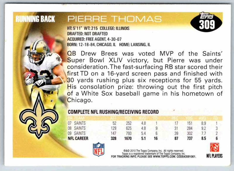 2011 Topps Football Pierre Thomas
