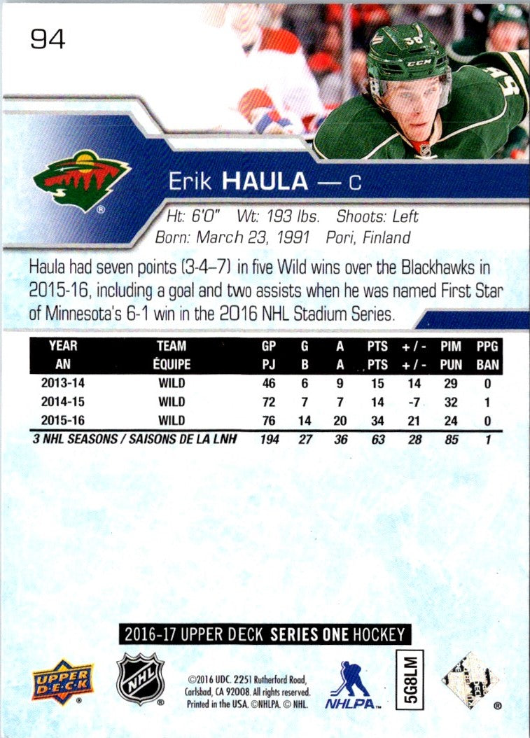 2016 Upper Deck Erik Haula