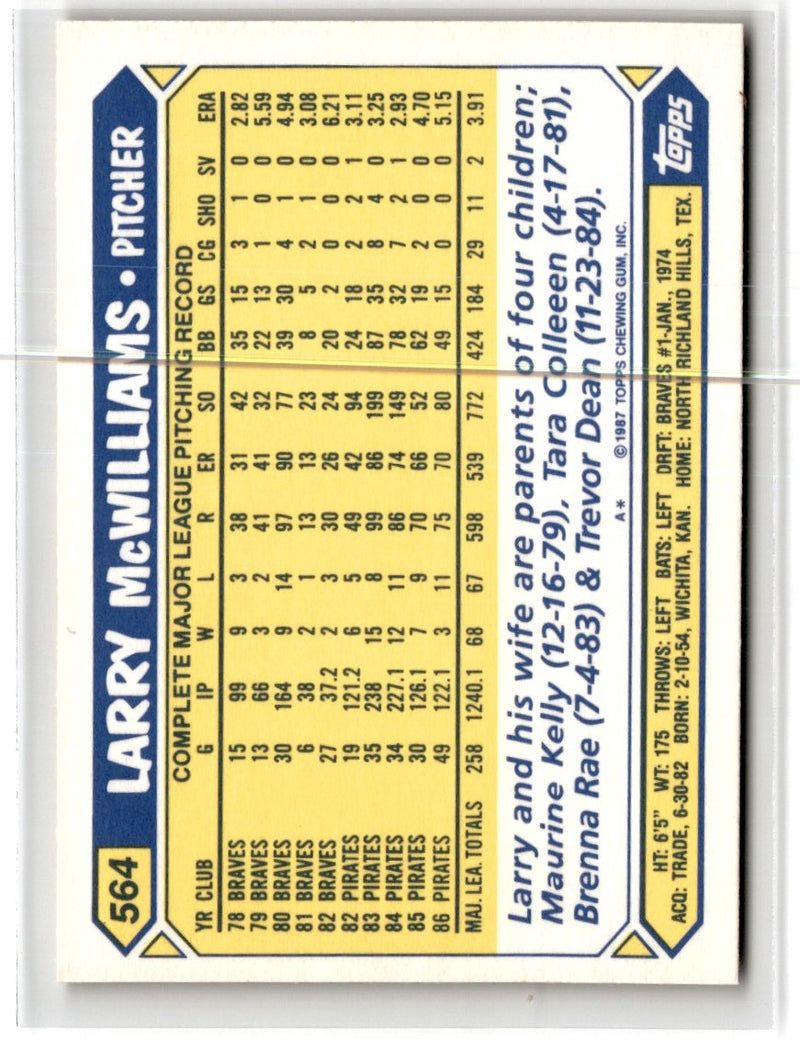 1987 Topps Tiffany Larry McWilliams