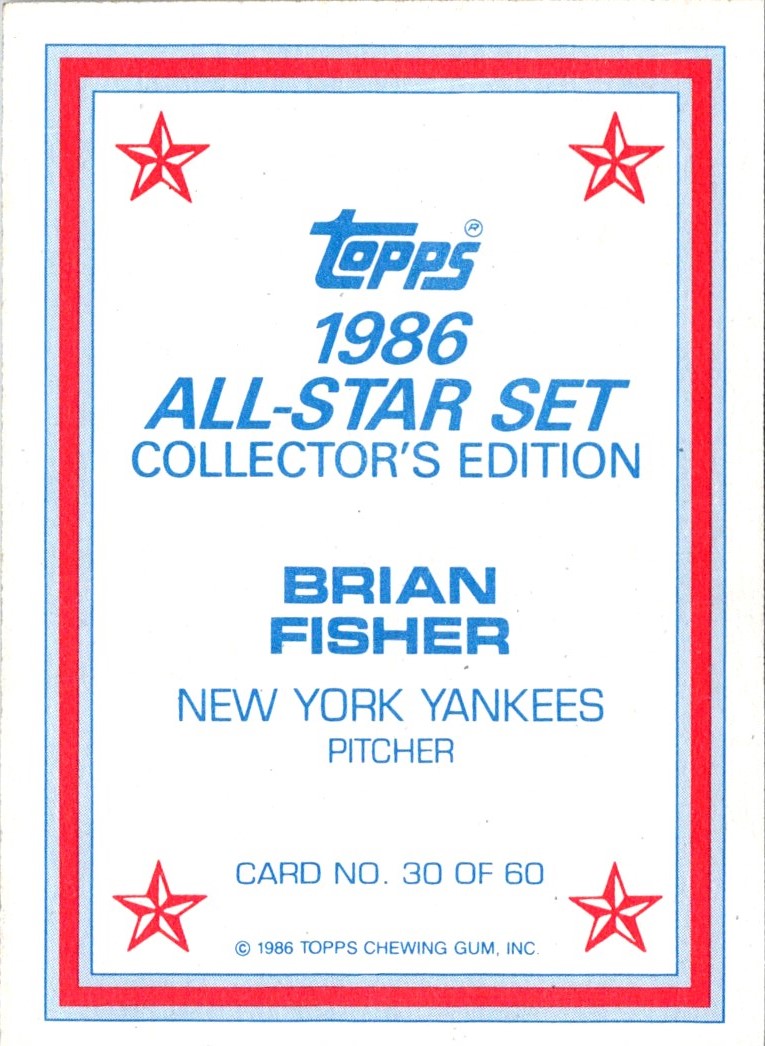 1986 Topps Glossy Brian Fisher