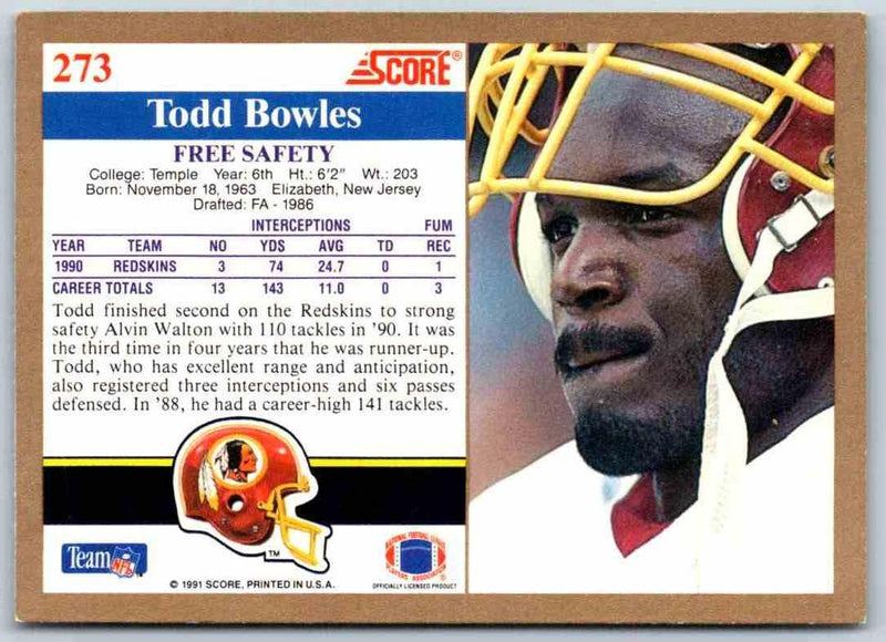 1991 Score Todd Bowles