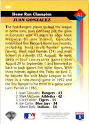 1993 Upper Deck Juan Gonzalez