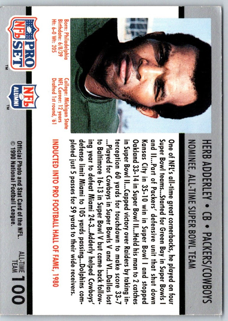1990 Pro Set Super Bowl 160 Herb Adderley