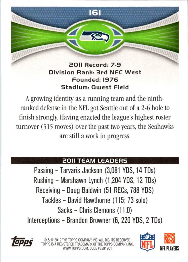 2012 Topps Seattle Seahawks: Marshawn Lynch/Sidney Rice #161
