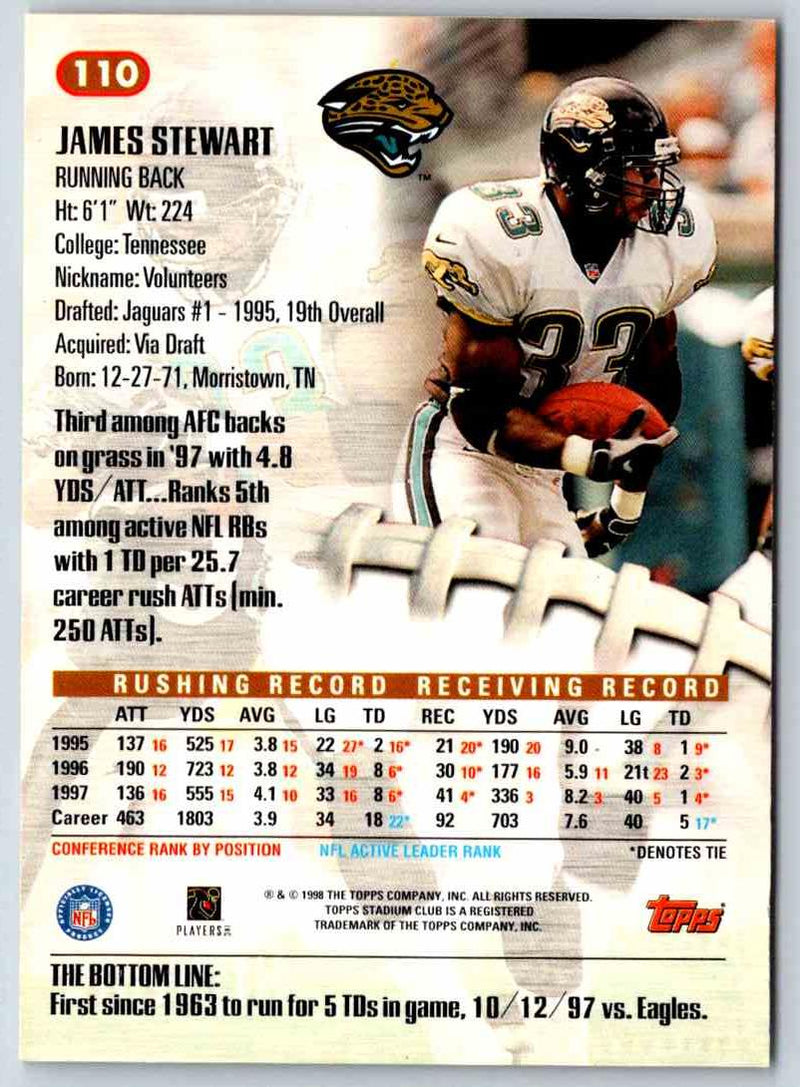 1998 Topps Stadium Club Football James Stewart