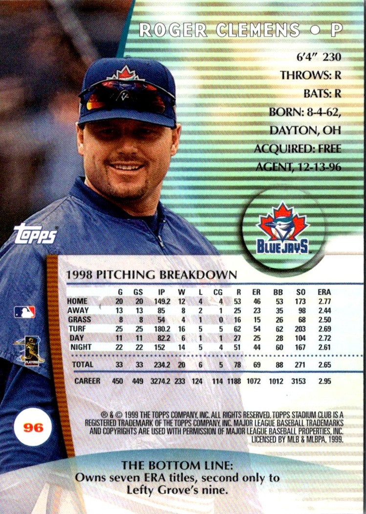 1999 Stadium Club Roger Clemens