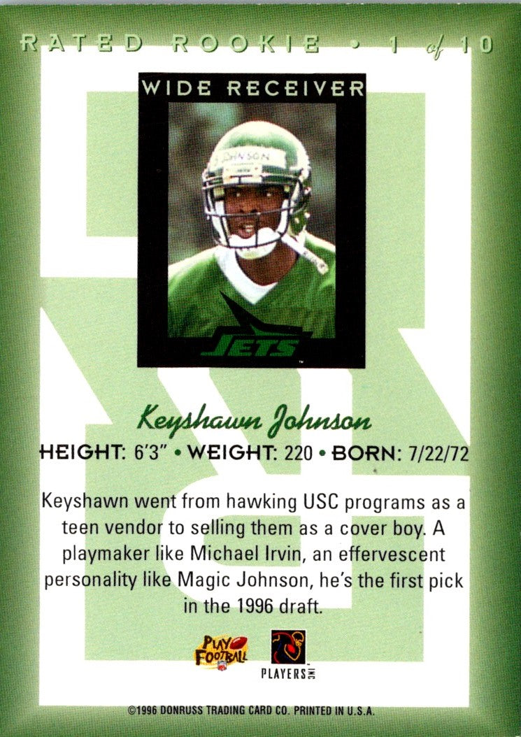 1996 Donruss Rated Rookies Keyshawn Johnson