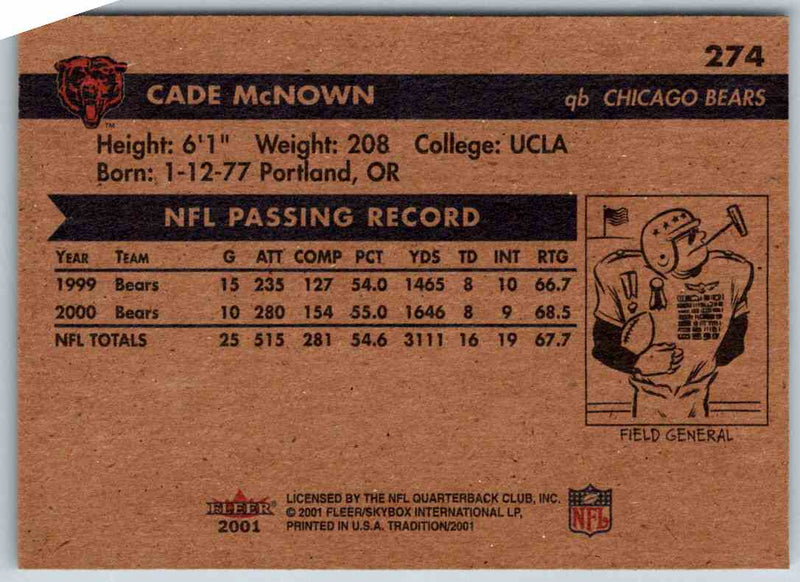 1991 Topps Football Cade Mcnown