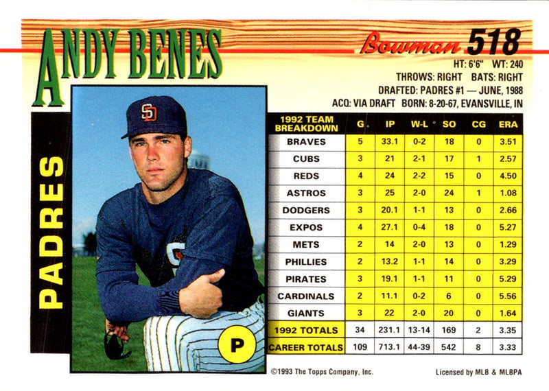 1993 Bowman Andy Benes