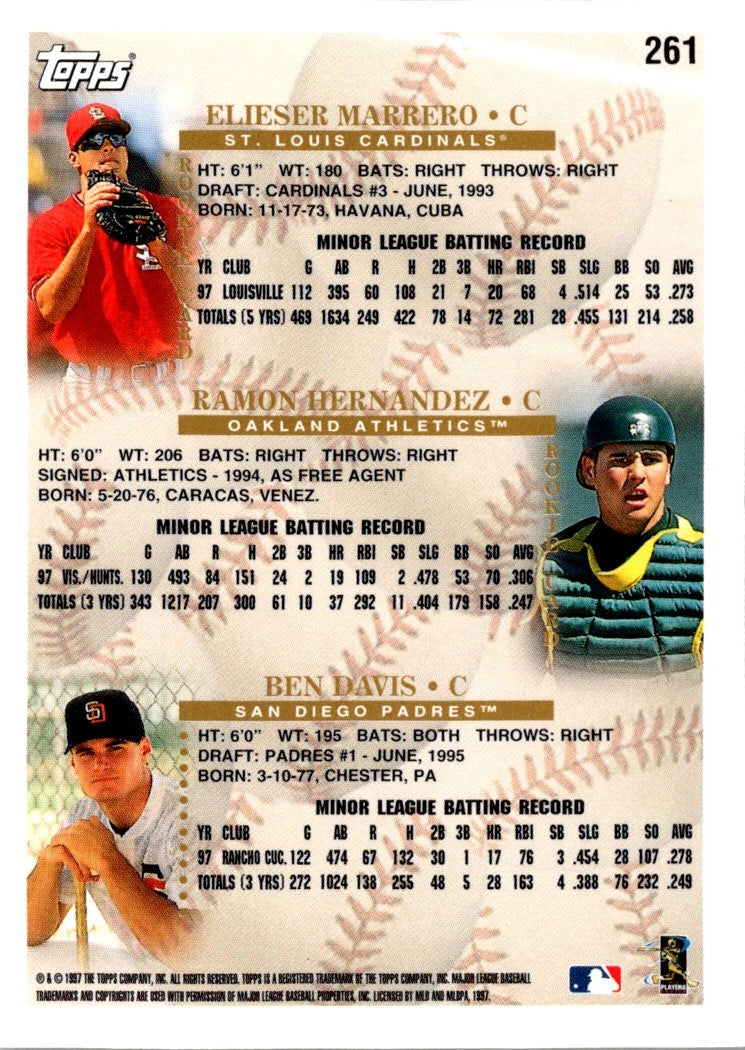 1998 Topps Ramon Hernandez/Ben Davis/Eli Marrero