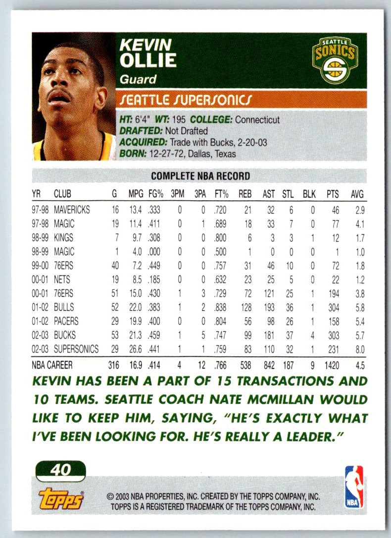 2003 Topps 1st Edition Kevin Ollie
