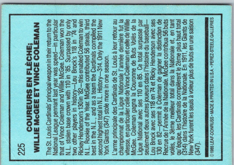 1986 Leaf Fleet Feet (Willie McGee/Vince Coleman)