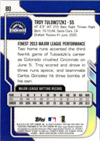 2014 Finest Troy Tulowitzki #80