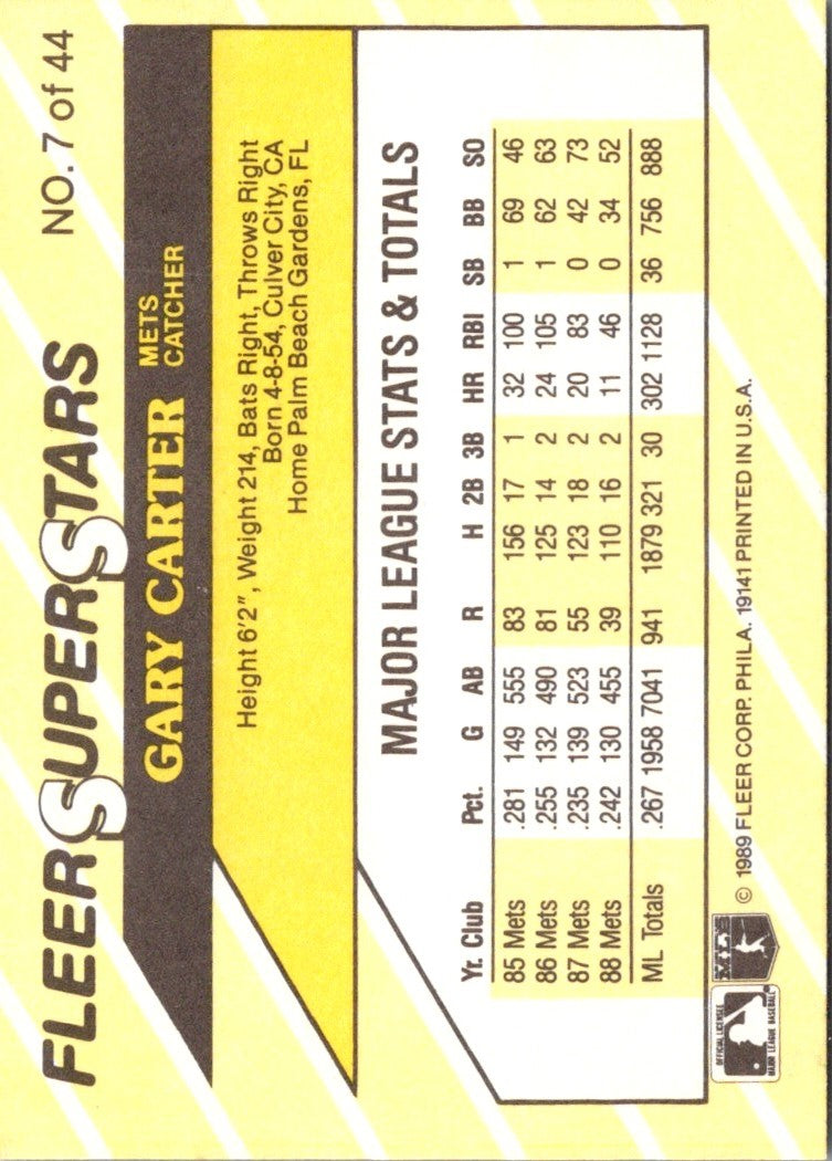 1989 Fleer SuperStars Gary Carter