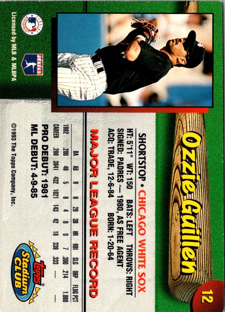 1993 Stadium Club Chicago White Sox Ozzie Guillen