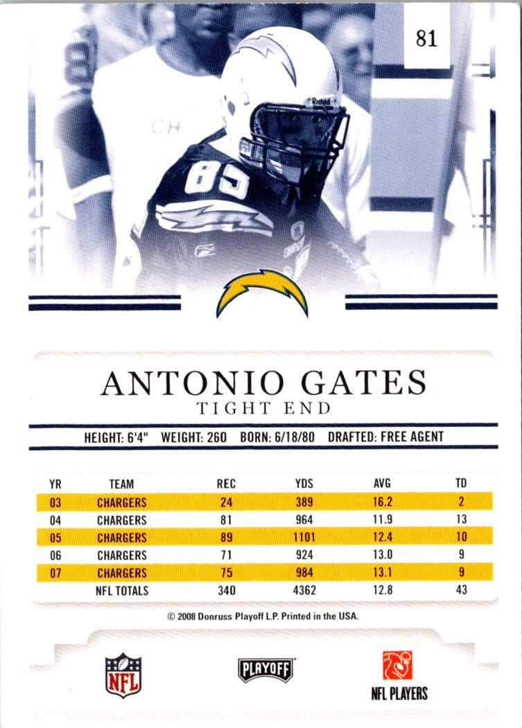 2008 Playoff Prestige Antonio Gates