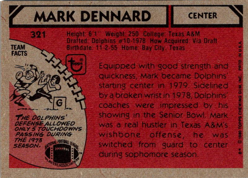 1980 Topps Mark Dennard
