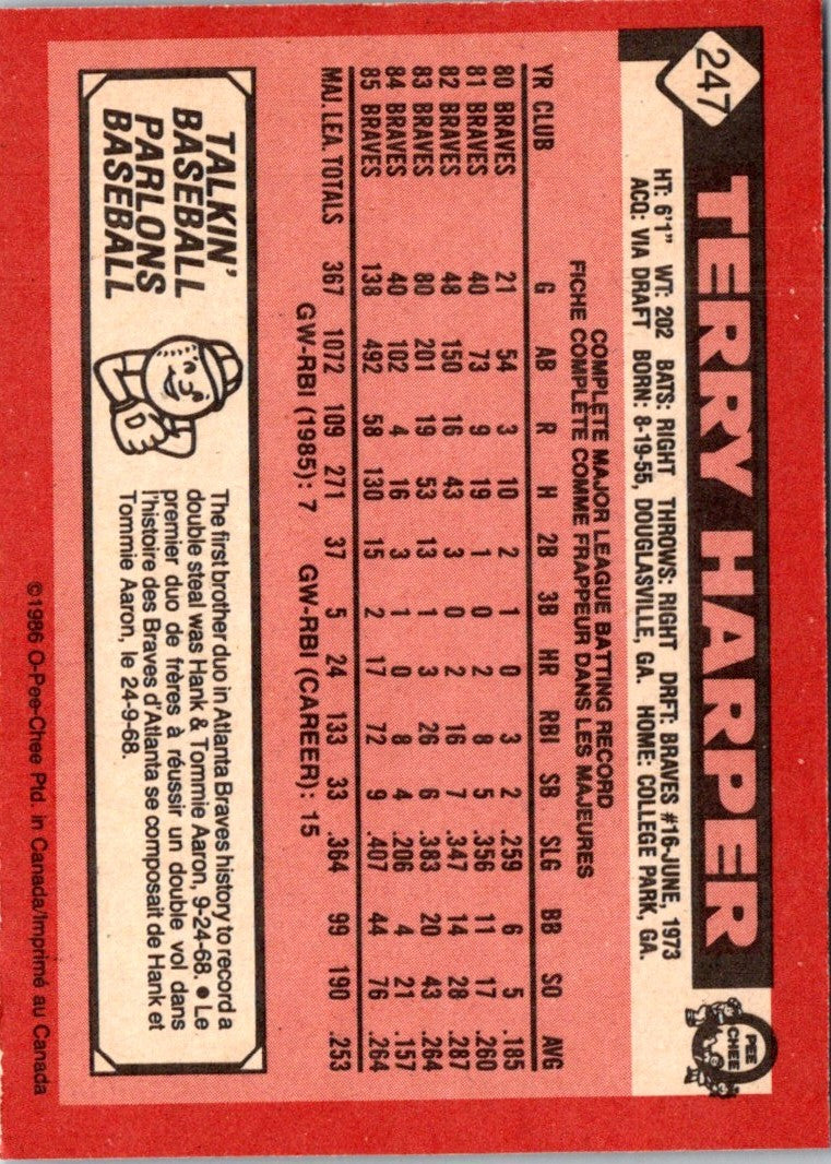 1986 O-Pee-Chee Terry Harper