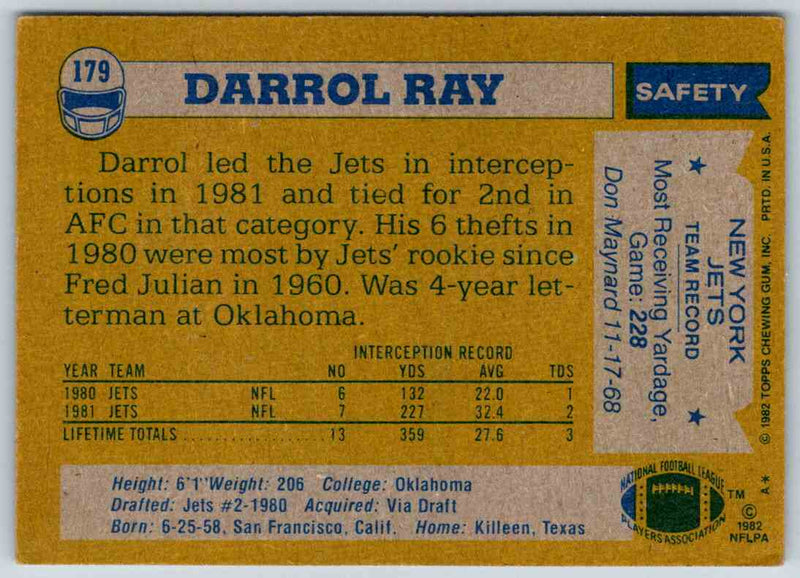 1982 Topps Darrol Ray