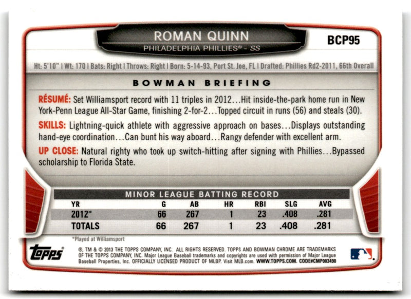 2013 Bowman Chrome Prospects Roman Quinn