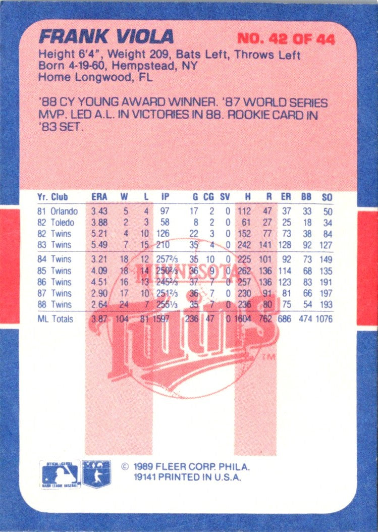 1989 Fleer Exciting Stars Frank Viola